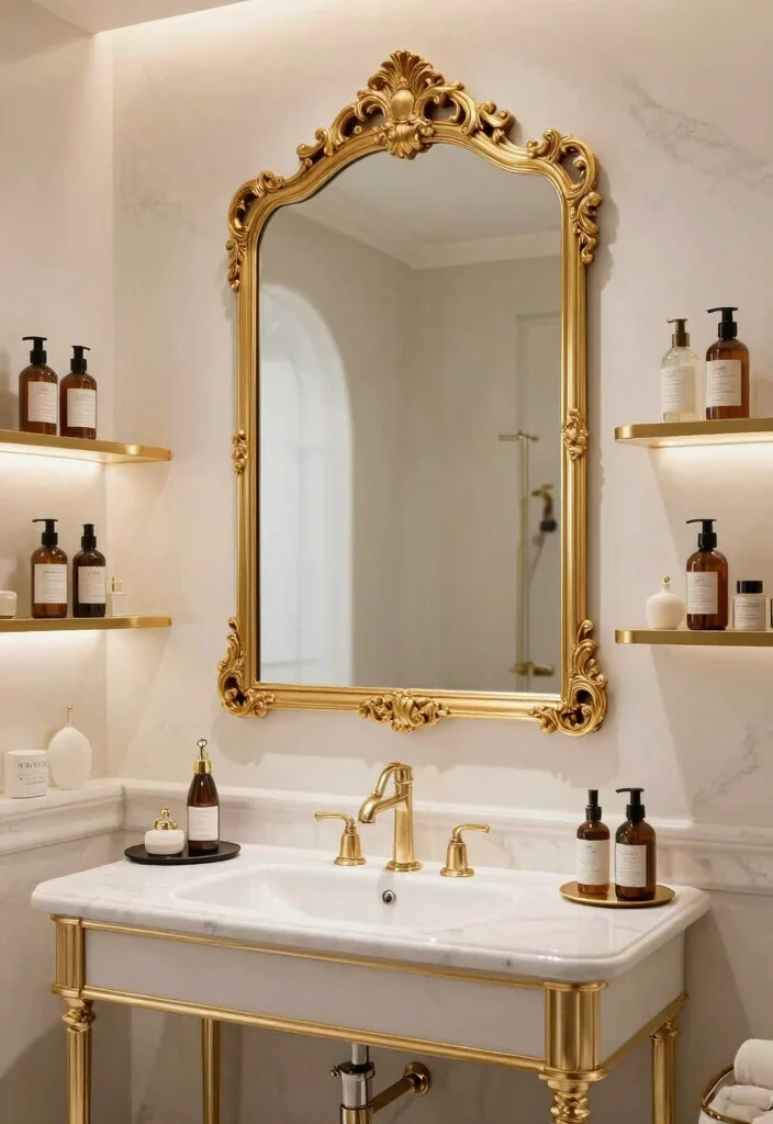 15 Bathroom Mirror With Shelves Ideas That Add Storage Fast - 5. Elegant Framed Mirrors 1