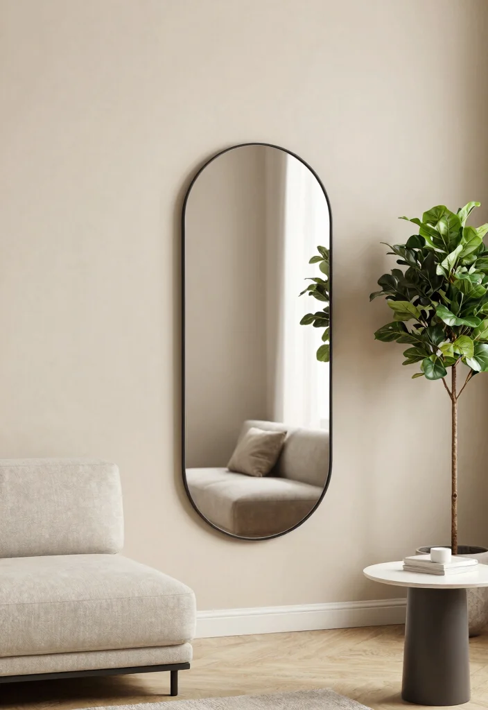 15 Circle Mirrors on Wall Living Room Ideas That Make Small Spaces Feel Bigger - 10. Vertical Orientation 1