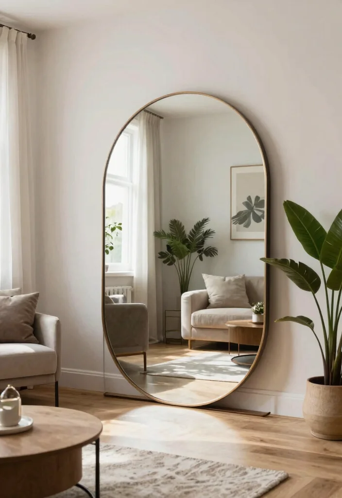 15 Circle Mirrors on Wall Living Room Ideas That Make Small Spaces Feel Bigger - 13. Using Mirrors as Room Dividers 1