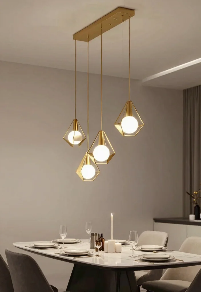 15 Dining Pendant Light Concepts That Center the Table Perfectly - 8. Geometric Pendant Perfection 1