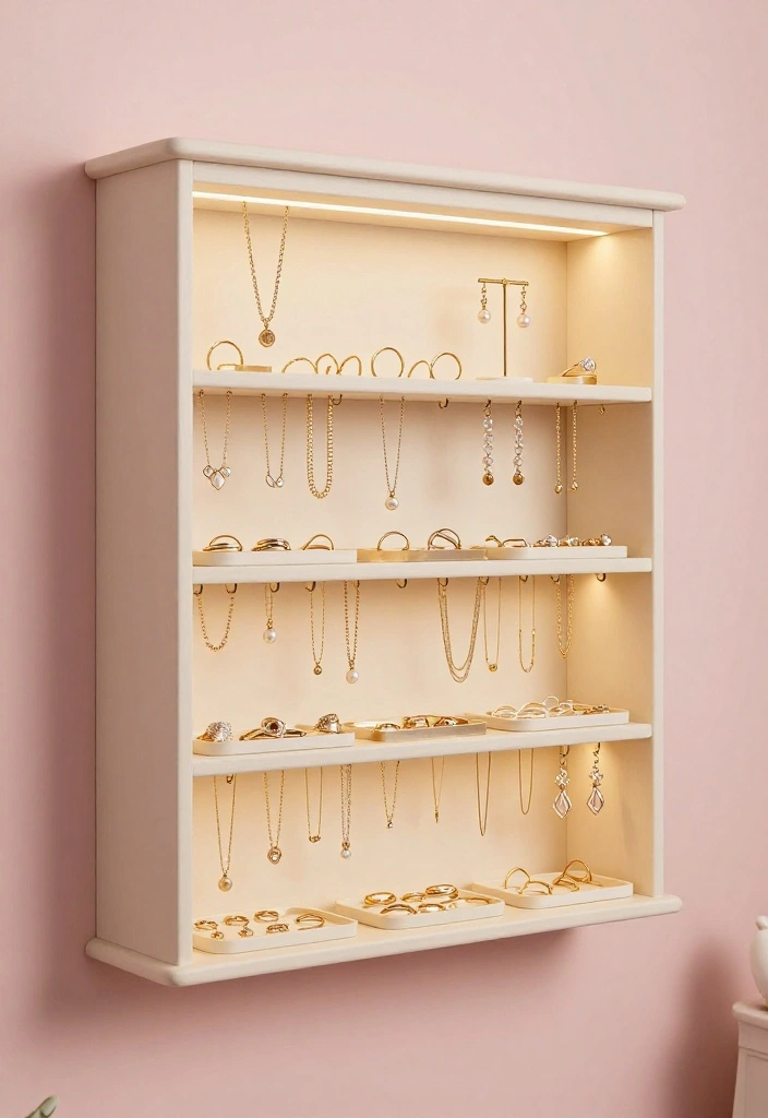15 Floating Shelf Decor Bedroom Ideas That Stay Styled and Uncluttered - 13. Floating Shelf Jewelry Display 1