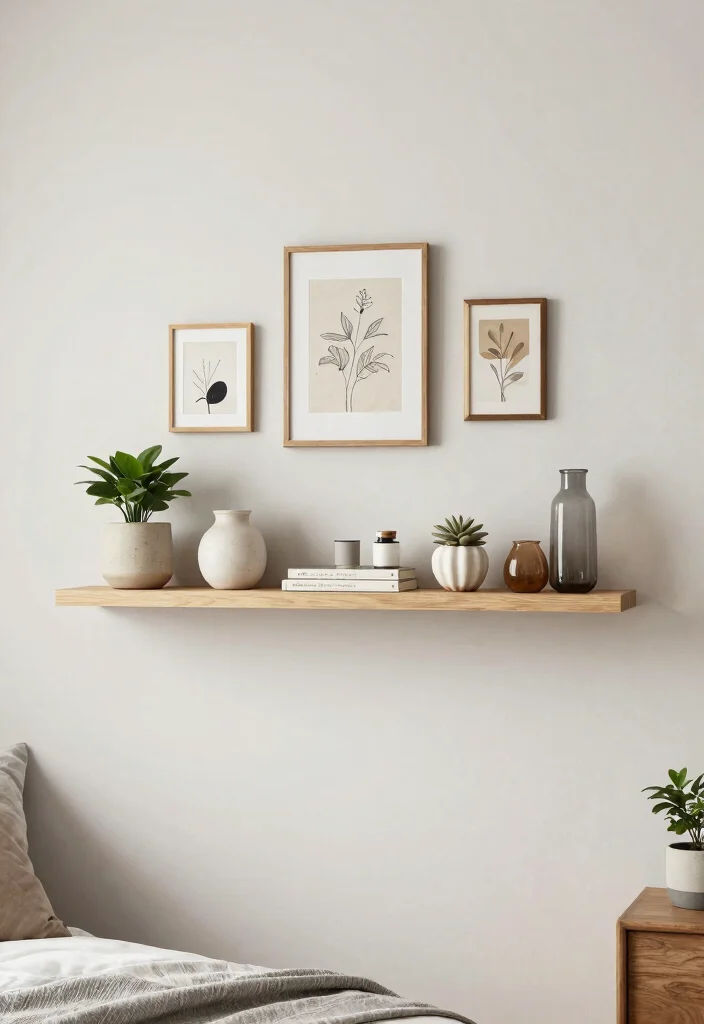15 Floating Shelf Decor Bedroom Ideas That Stay Styled and Uncluttered - 15. Utilize Wall Art 1