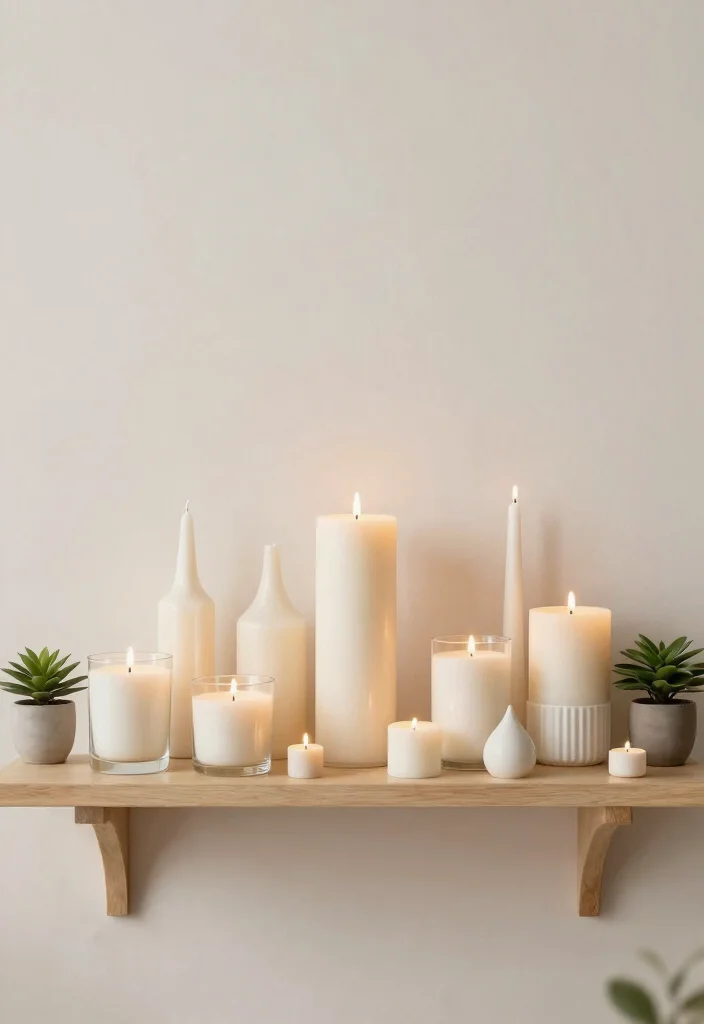 15 Floating Shelf Decor Bedroom Ideas That Stay Styled and Uncluttered - 7. Minimalist Candle Display 1