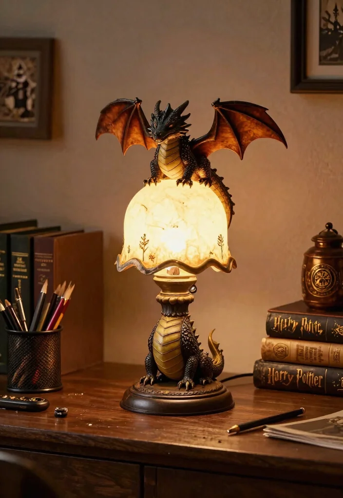 15 Harry Potter Lamp Ideas That Light Up Any Wizarding Room - 11. Magical Creatures Desk Lamp 1