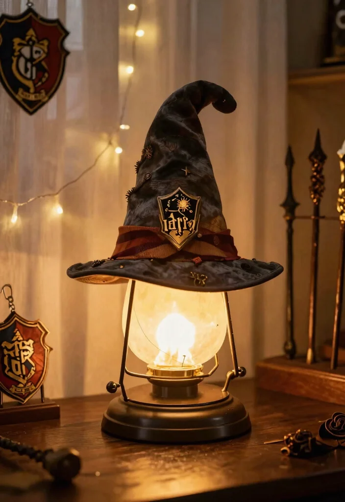 15 Harry Potter Lamp Ideas That Light Up Any Wizarding Room - 5. Sorting Hat Lamp 1