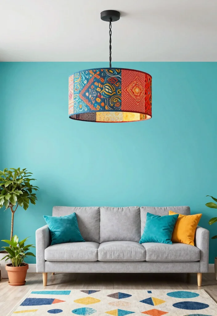 15 Lamp Shade Chandelier Ideas That Update Old Fixtures Fast - 1. Colorful Fabric Shades for a Playful Touch 1