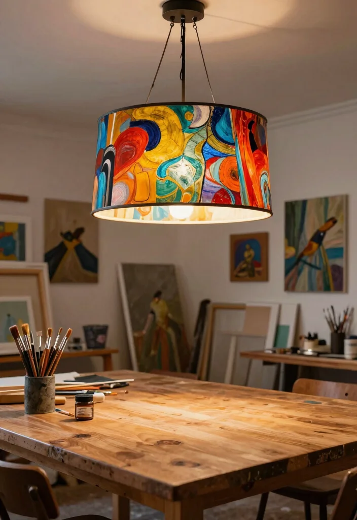 15 Lamp Shade Chandelier Ideas That Update Old Fixtures Fast - 10. Artistic Flair with Hand-Painted Shades 1