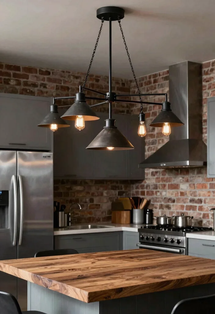 15 Lamp Shade Chandelier Ideas That Update Old Fixtures Fast - 8. Industrial Chic with Metal Shades 1