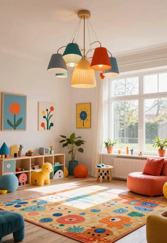 15 Lamp Shade Chandelier Ideas That Update Old Fixtures Fast - 9. Whimsical Paper Shades for a Lighthearted Design 1