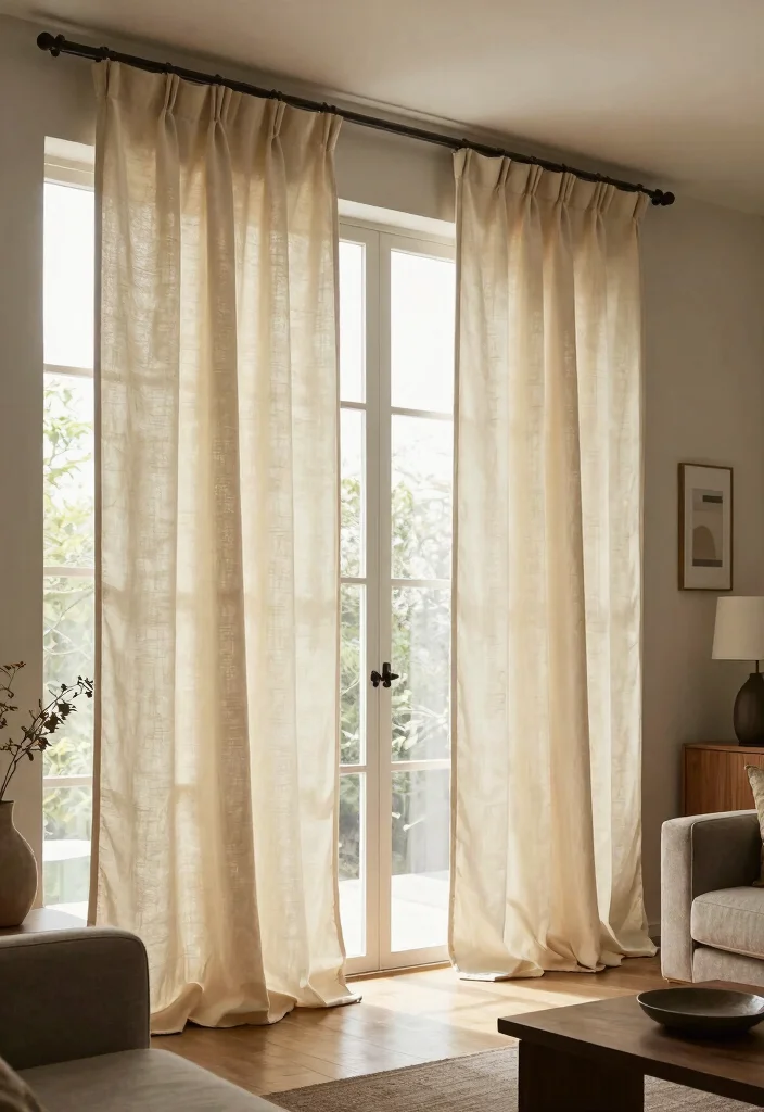15 Living Room Decor Curtains on a Budget That Look Custom - 13. DIY Canvas Drop Cloth Curtains 1