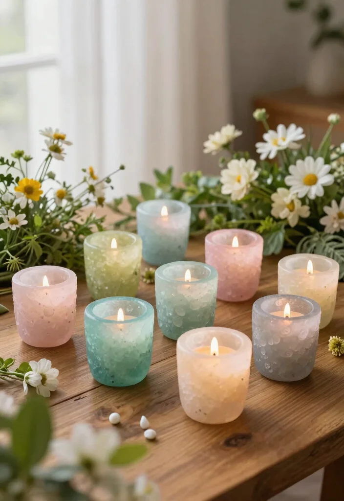 15 Sea Glass Candle Holder Ideas That Catch Light Beautifully - 14. Seasonal Sea Glass Displays 1
