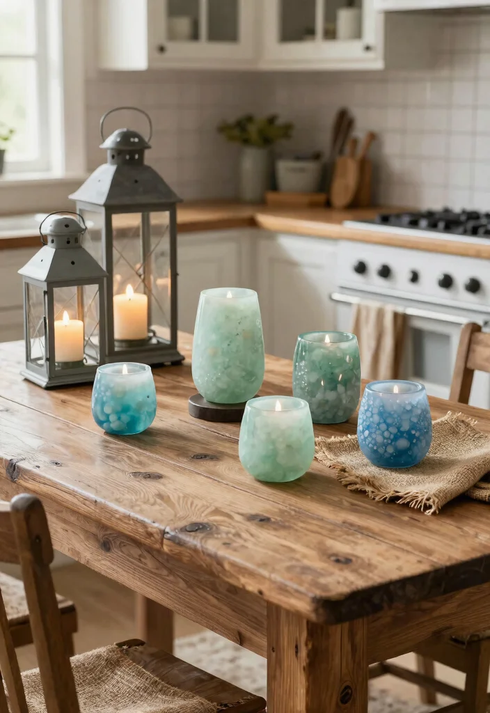 15 Sea Glass Candle Holder Ideas That Catch Light Beautifully - 15. Rustic Farmhouse Sea Glass Holders 1
