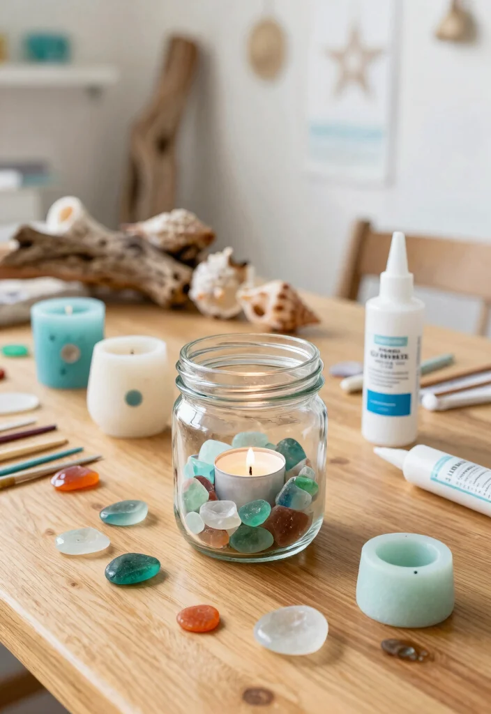 15 Sea Glass Candle Holder Ideas That Catch Light Beautifully - 2. DIY Beach-Inspired Candle Holders 1