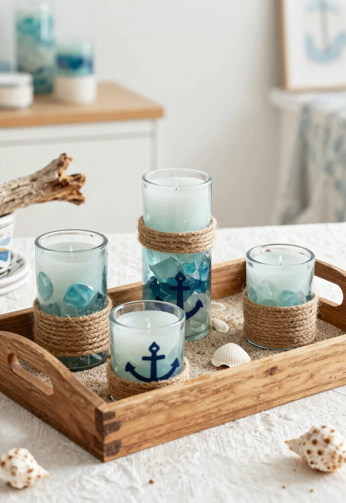 15 Sea Glass Candle Holder Ideas That Catch Light Beautifully - 5. Nautical Inspired Candle Holder Sets 1