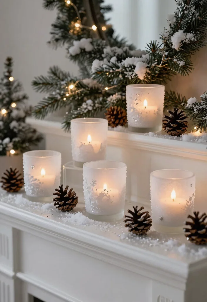 15 Sea Glass Candle Holder Ideas That Catch Light Beautifully - 6. Winter Wonderland Sea Glass Holders 1