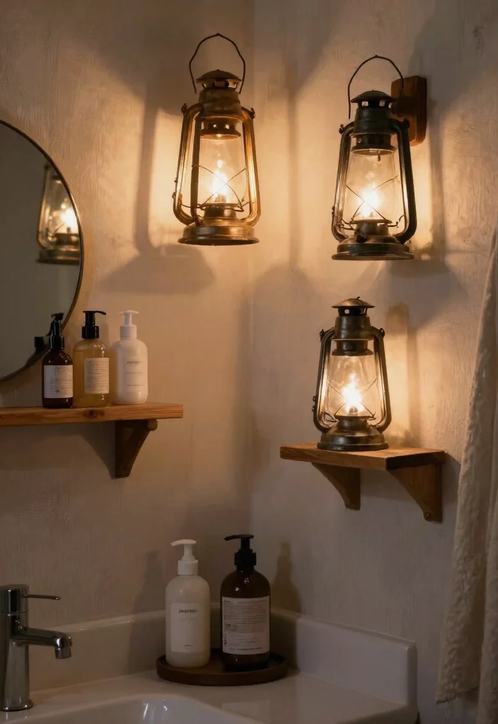 15 Small Bathroom Vanity Lights Over Mirror That Brighten Without Glare - 8. Rustic Lanterns 1