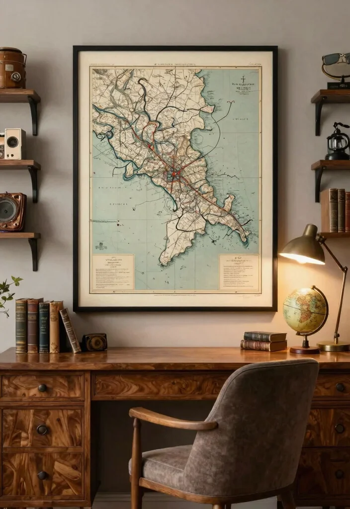 15 Vintage Wall Decor Finds That Look Authentic Without Thrift Store Hunting - 14. Vintage Map Art 1