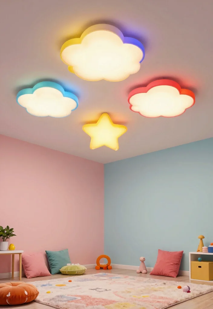 18 Ceiling Lamp Design Ideas for Low Ceilings That Don't Hang Down - 11. Colorful Ceiling Lights 1