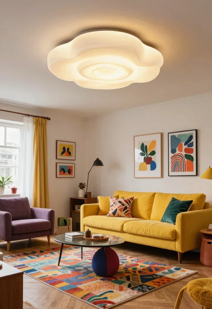 18 Ceiling Lamp Design Ideas for Low Ceilings That Don't Hang Down - 3. Artistic Ceiling Fixtures 1