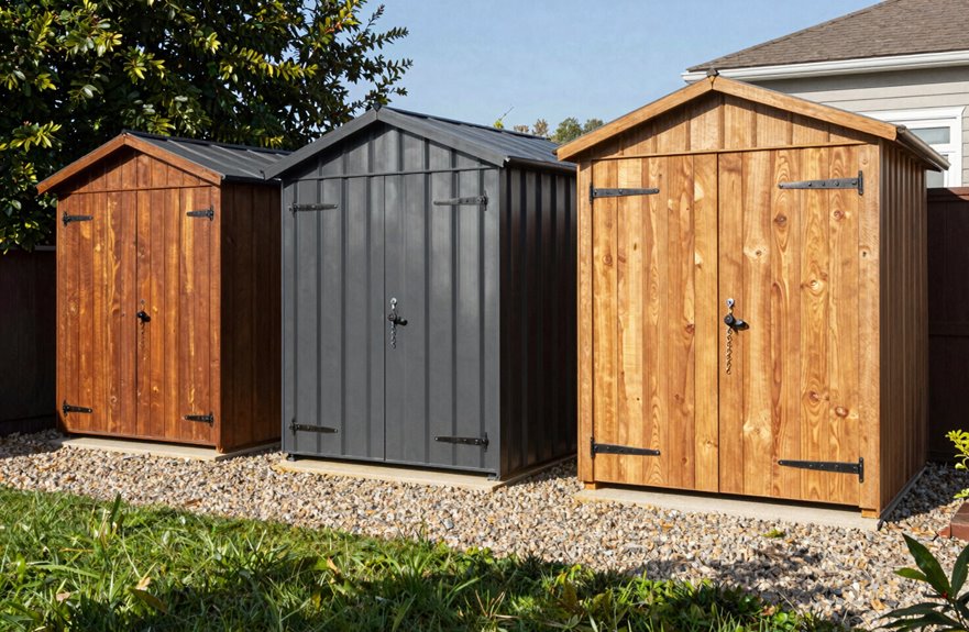budget friendly shed options vinyl steel over wood