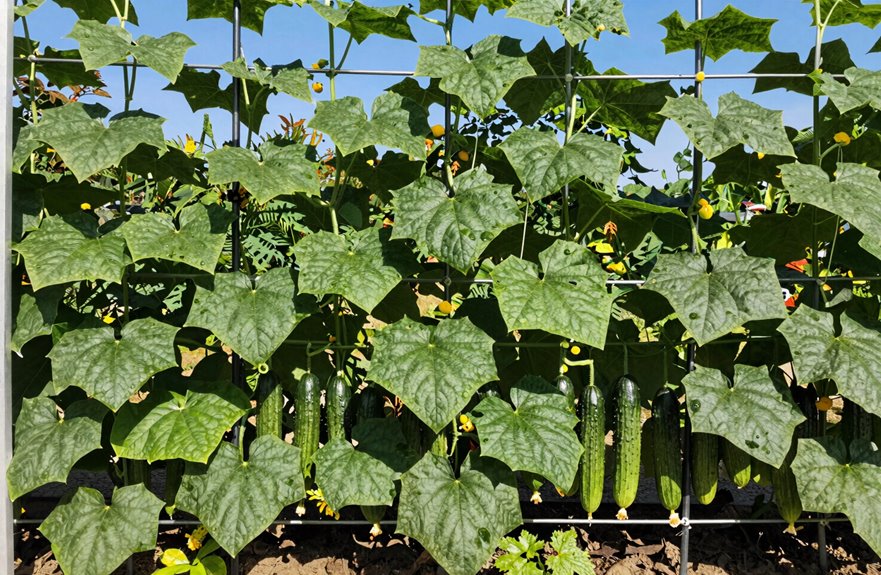 cucumbers grow straight cleanly upright