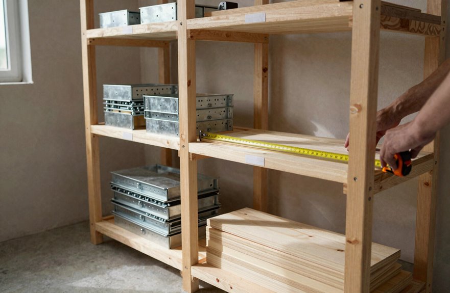 gather shed shelving materials and measurements