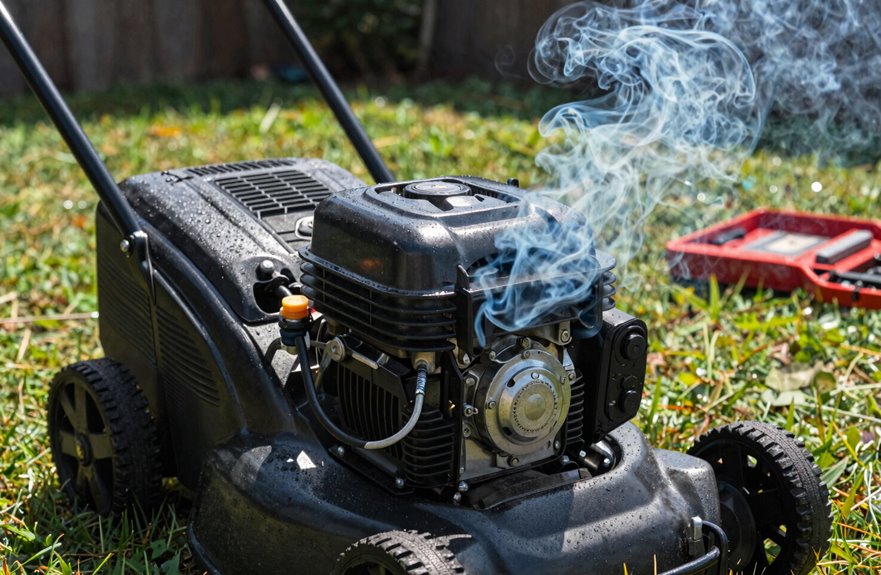 oil leaks causing white smoke when tipped