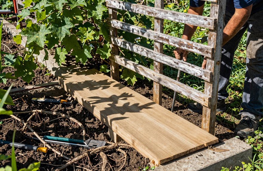 remove trellis carefully avoid root damage