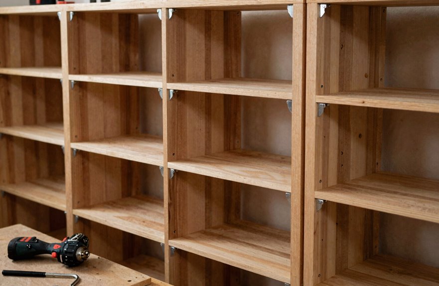 strong joints prevent sagging shelves