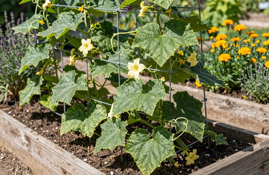 sturdy cucumber vertical trellis setup