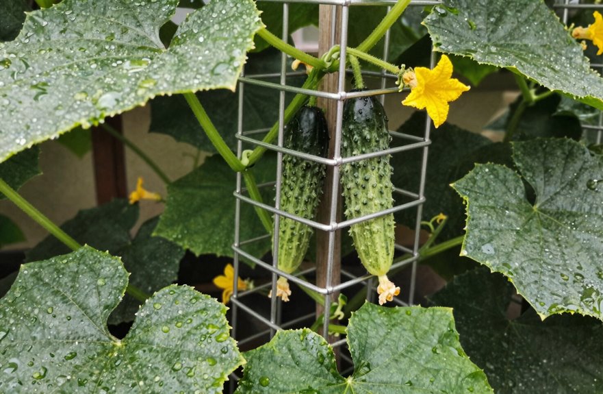 tomato cages for cucumbers work