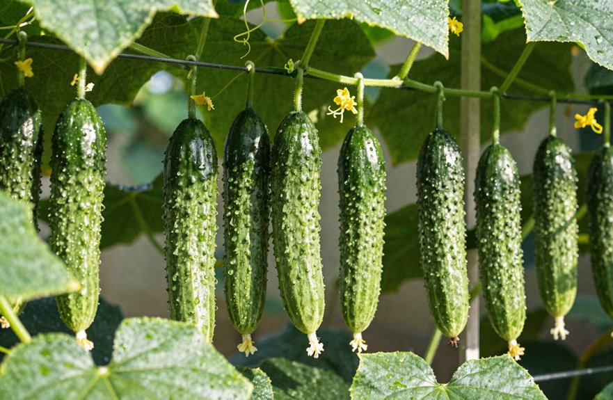 vertical cucumber trellis saves space