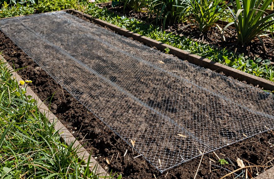 7 Proven Ways to Keep Cats Out of Raised Garden Beds 2 flat chicken wire seed beds protected