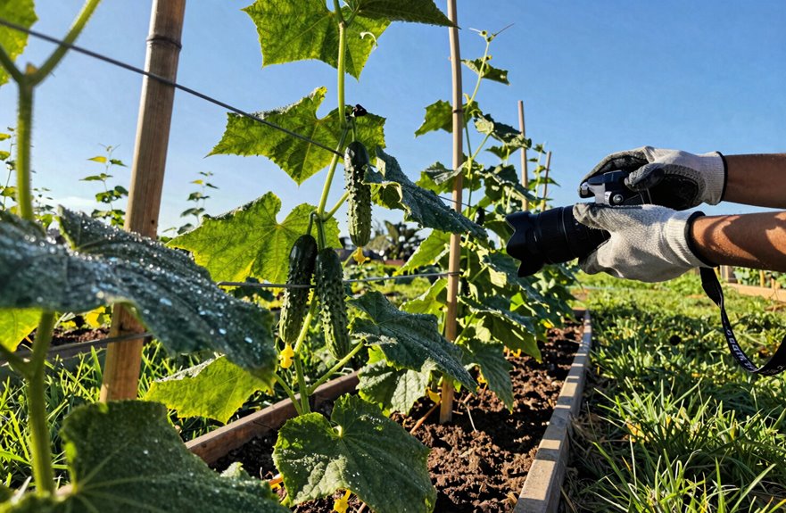 7 Steps to Growing Cucumbers Vertically in a Raised Bed 1 sunny sunlit raised bed cucumbers
